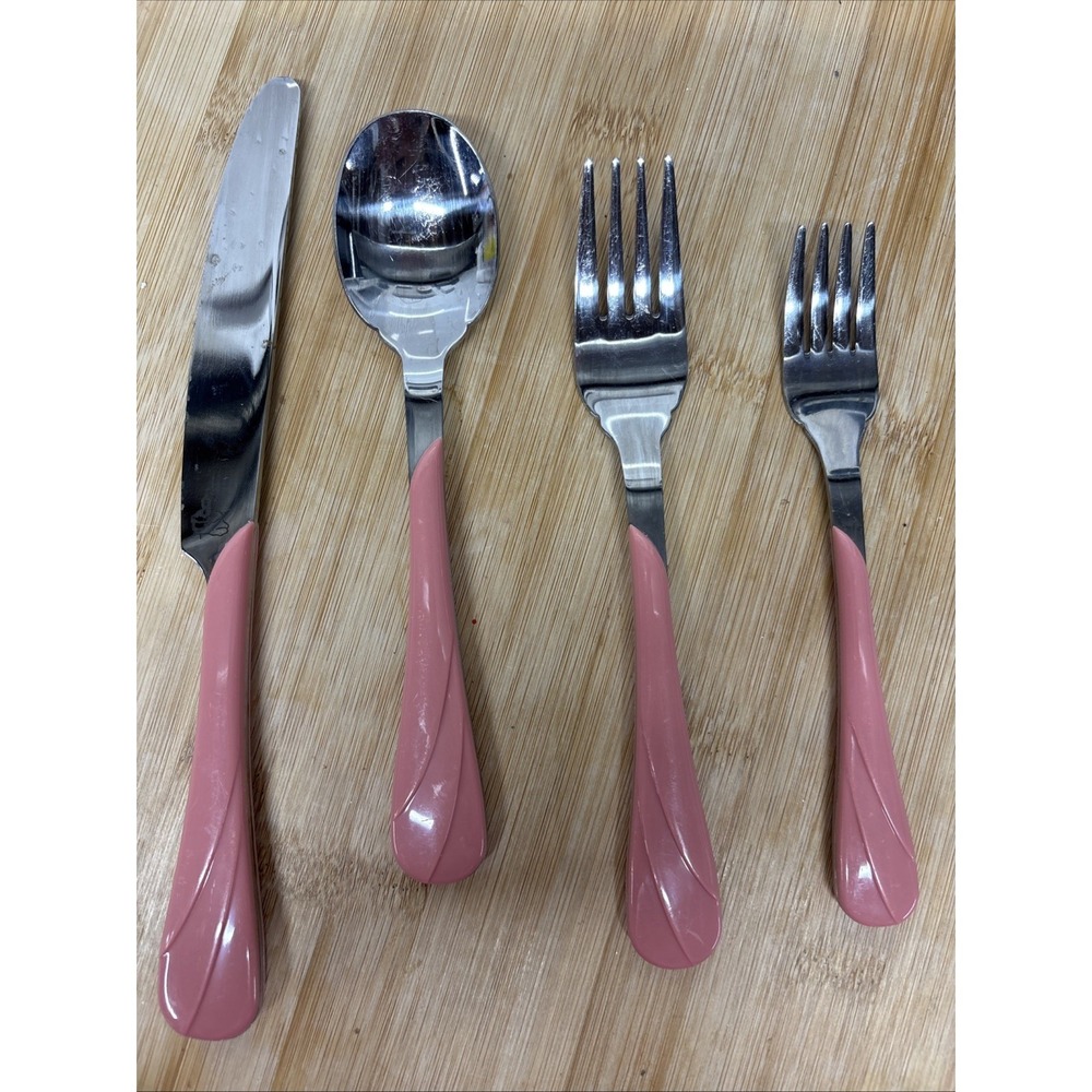 Retired Fiesta Flatware - Swirl Pattern Rose Pink 4-Piece Place Setting